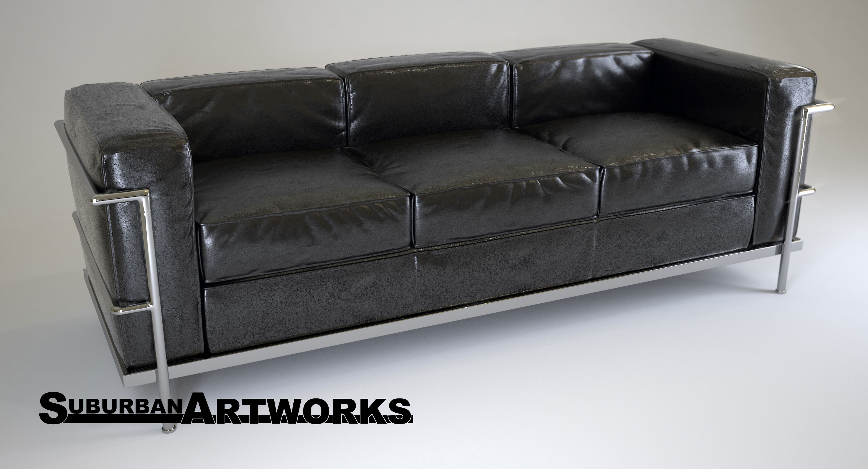 3d model rendering of a corbusier couch