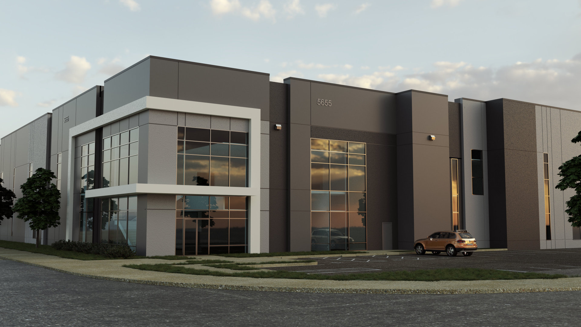 3d model rendering of warehouse front